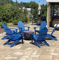 Lue Bona Hdps Adirondack Chairs Set Of 6, Fire Pit Outdoor Chair Weather Resistant With Cup Holder, Modern Plastic Chair Plastic For Patio, Deck, Proch, 350Lbs, Navy Blue