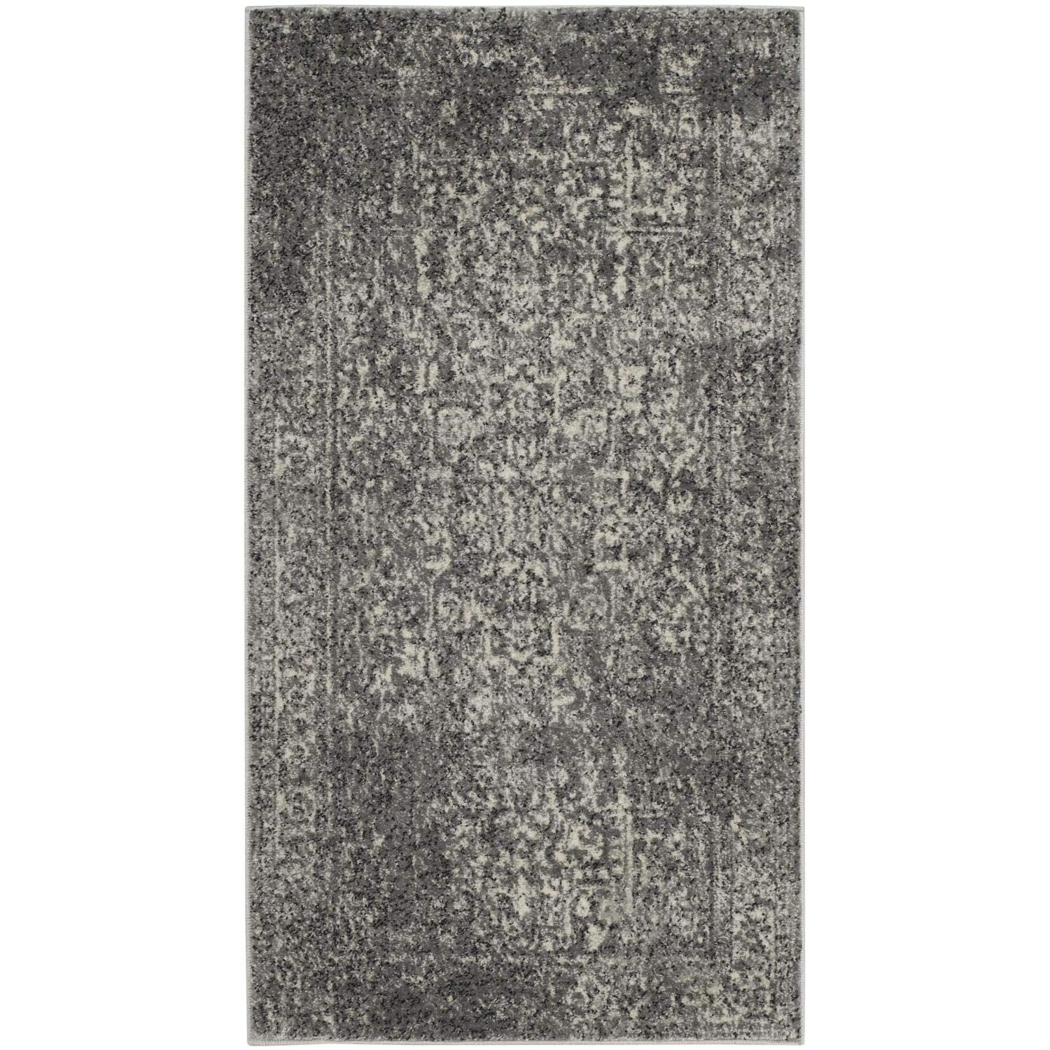 SAFAVIEH Evoke Collection 22 x 4 Grey/Ivory EVK256D Oriental Distressed Non-Shedding Living Room Bedroom Accent Rug