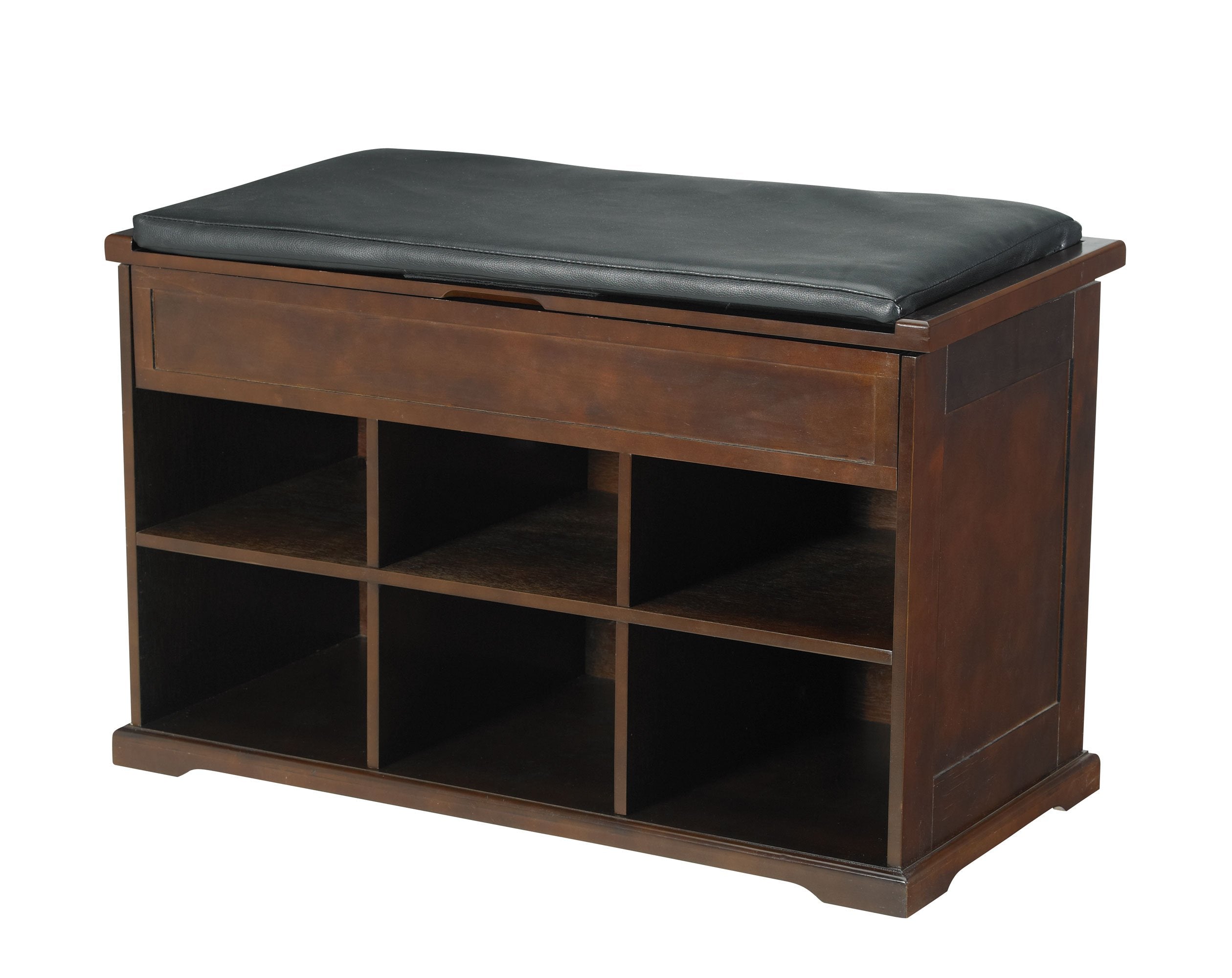 Merry Products Wooden Shoe Bench with Cushion and Storage, Shoe Rack Bench