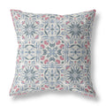 HomeRoots Gray Green Pink Broadcloth 20â€ Pink Gray Paisley Indoor Outdoor Throw Pillow
