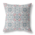 HomeRoots Gray Green Pink Broadcloth 20â€ Pink Gray Paisley Indoor Outdoor Throw Pillow