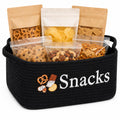 Novabright Snack Basket with Handles, Cotton Rope Bin 15.7x11.8x7.9