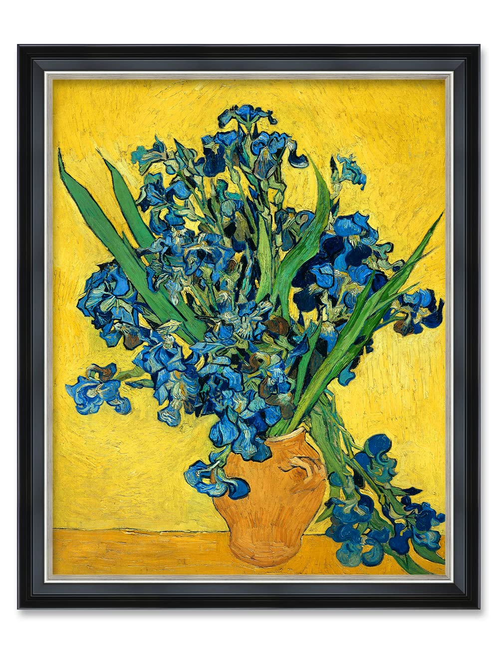 DECORARTS - Irises Vase Flower by Vincent Van Gogh. Giclee Print Art Reproduction with matching Solid Wood Frame in Classical St