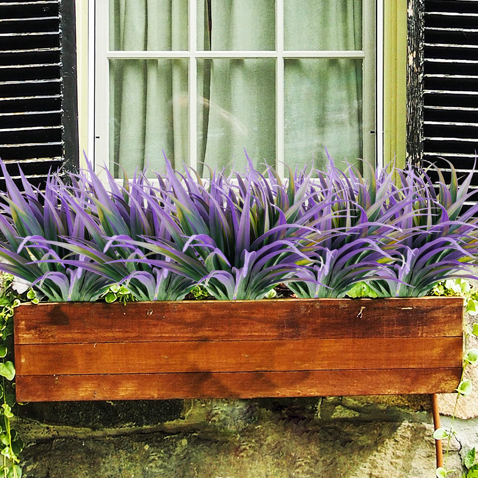 Phliofd 16Pcs Artificial Grass Fake Plants 17.3In Outdoor Plants Uv Resistant Faux Greenery Stems Fake Grass For Home Window Gar