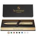 Scriveiner Personalized Gold Ballpoint Pen - Stunning Luxury Pen With 24K Gold Finish, Schmidt Ink Refill, Best Engraved Ball Po