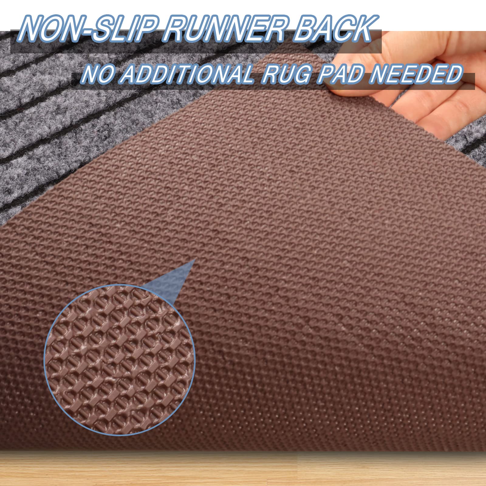 Freadem Runner Rugs 2' X 10' Indoor Outdoor Carpet Runner, Area Rugs With Anti-Slip Rubber Backing For Aisle Hallway Balcony Gar