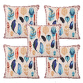 Heart Home Wings Design 5 Pieces Cotton Cushion Cover  16X16(Cream)  Cthh3759