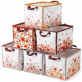 Fourluoo 6 Pack Fall Floral Storage Basket with Handles Foldable