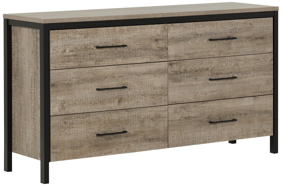 South Shore Munich 6-Drawer Double Dresser, Weathered Oak