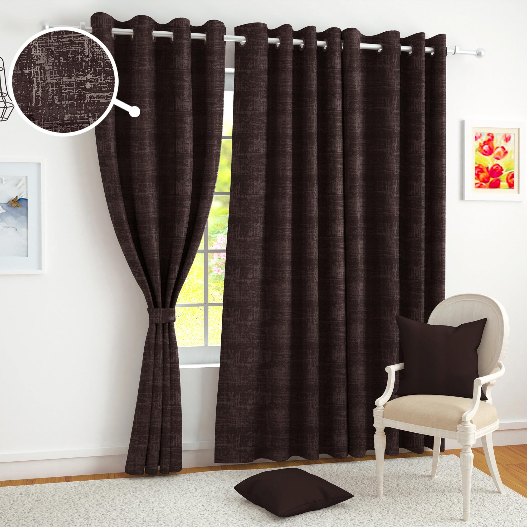 Story@Home Blackout Curtains 9 Feet Long Set Of 2 | Abstract Printed | 97% Room Darkening Curtain | Thermal Insulated Long Door 