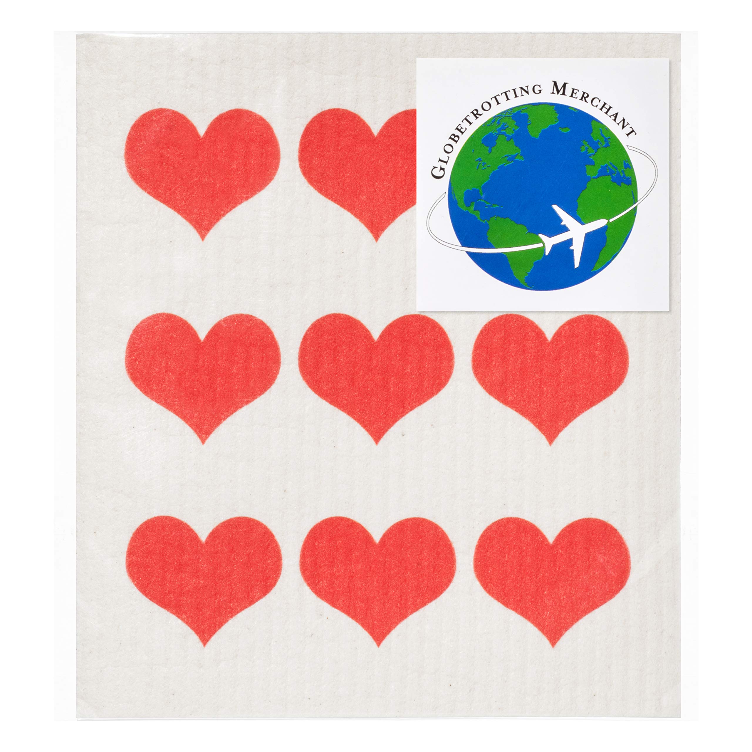 Gmicr  Atifs Swedish Dishcloths 2 Pack Row Of Red Hearts Print Reusable Sponges Kitchen Cleaning Cloth Dish Scrubber, Machine Wa