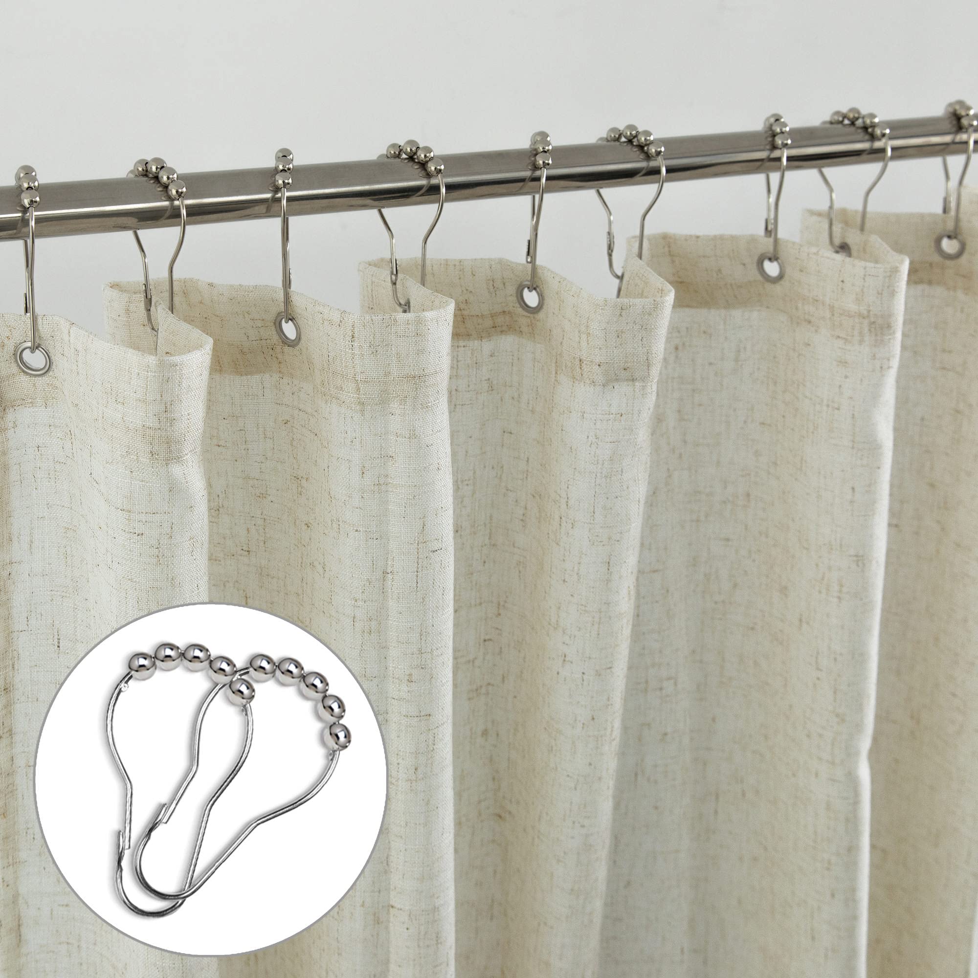 Koufall Linen 54X78 Inch Length Waterproof Linen Fabric Shower Curtain