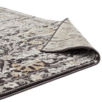 Modway Ganesa Distressed Diamond Floral Lattice 5X8 Area Rug In Black And Beige