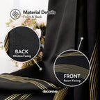 Deconovo Room Darkening Blackout Curtains, Wave Foil Printed Energy Saving Curtainsfor Living Room, Light Silver Grey, 52X45 Inc