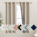 NICETOWN Oatmeal Vintage Open Linen Weave Flax Thermal Curtains, 100% Blackout Curtains 54 Long for Dining Room, Soundproof Wind