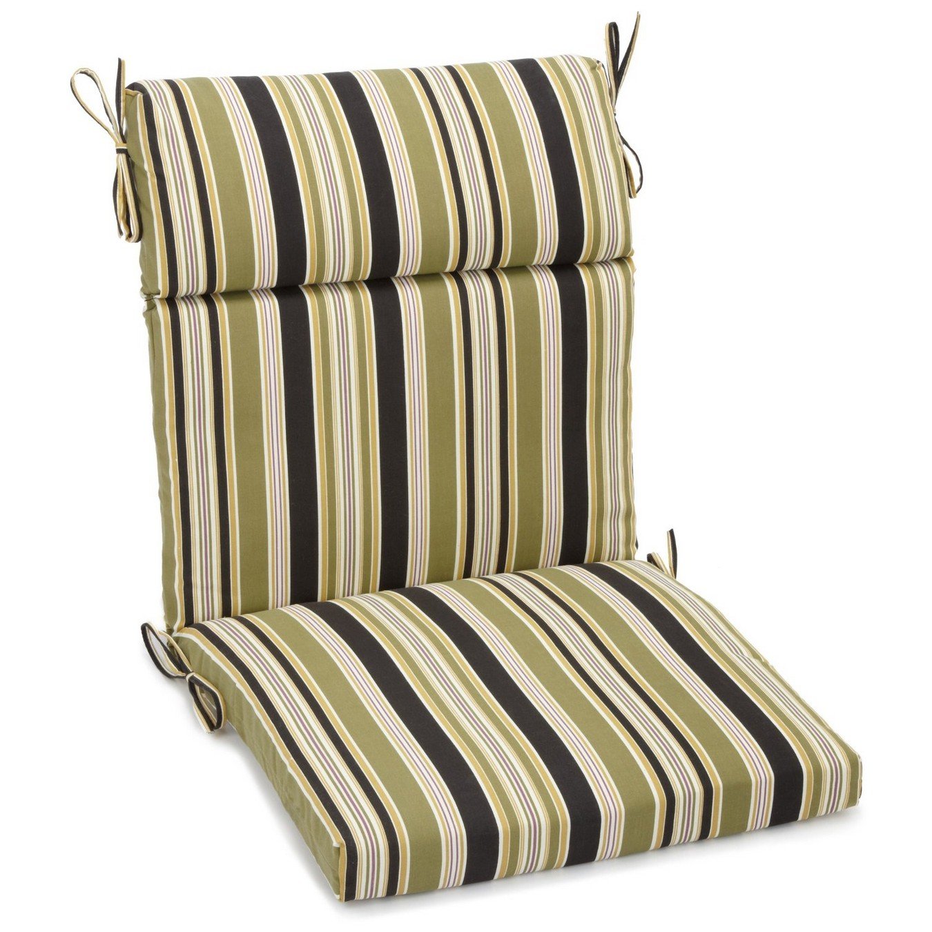 Blazing Needles Spun Polyester Patterned Outdoor Squared Seat/Back Chair Cushion, 18 x 38, Eastbay Onyx