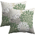 Sage Green White Grey Gray Pillow Covers 20X20 Inch Set Of 2, Spring Modern Geometry Dahlia Floral Print Decorative Throw Pillow