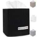 Stylish Tissue Box Cover - This Black Linen Holder Instantly Covers Your Square Tissue Boxes - The Perfect Cube Cover for Your B