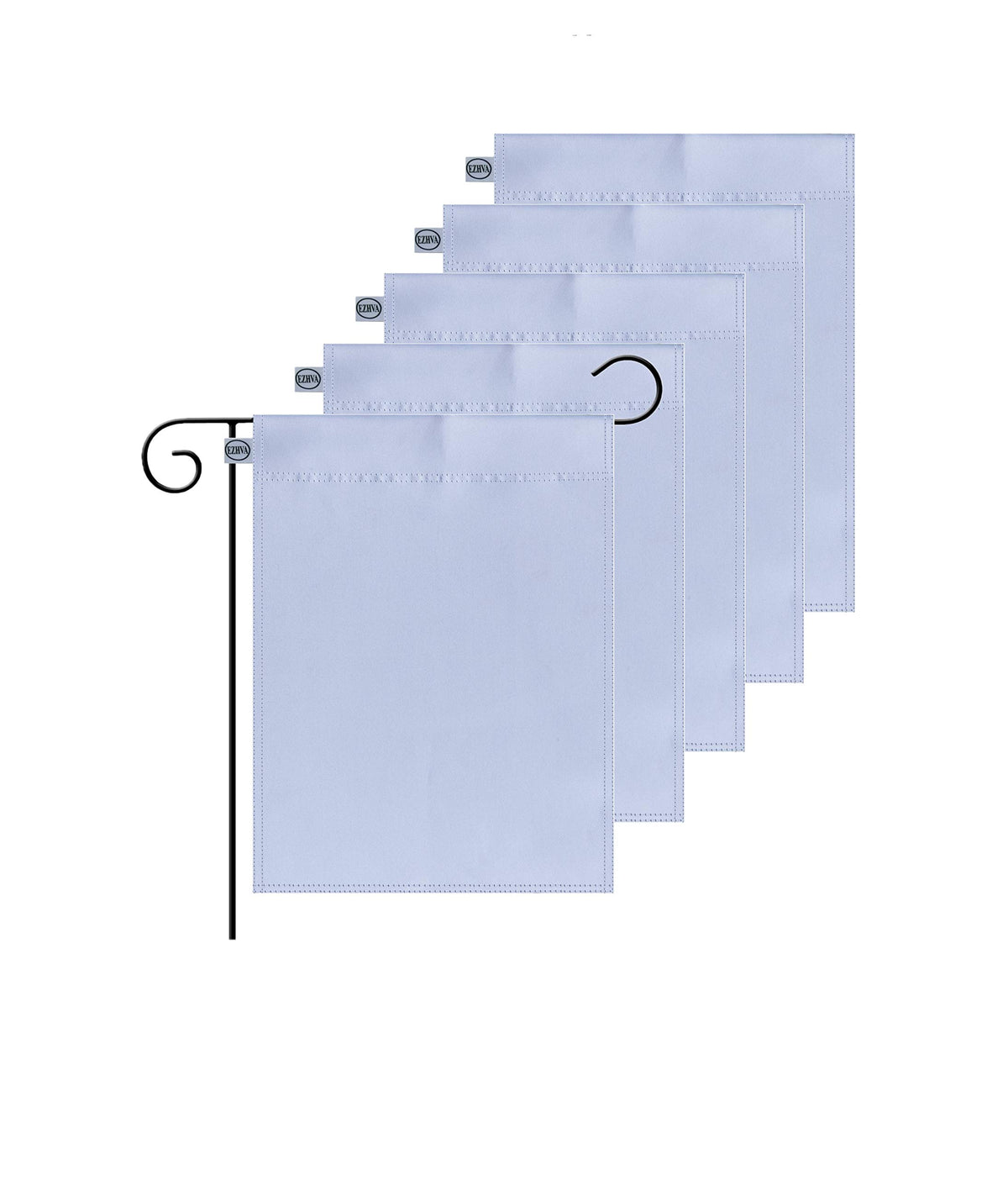 Ezhva 5 Pcs 12X18Inch Double-Sided White Solid Sublimation Blank Polyester Flags Diy For Garden And Yard Blank Canvas Banner For