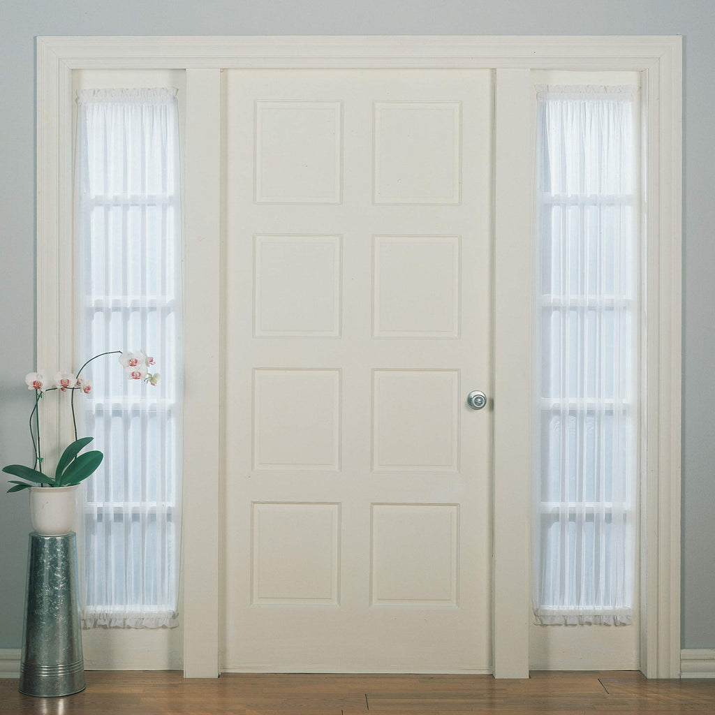 No. 918 Emily Sheer Voile Rod Pocket Door Sidelight Curtain Panel, 28'' x 72'', White