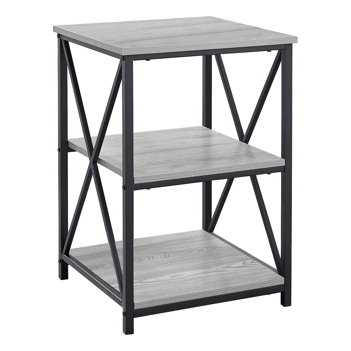 HomeRoots Grey,Black Metal,Particle Board 26&quot; Rectangular Grey Black Metal Accent Table