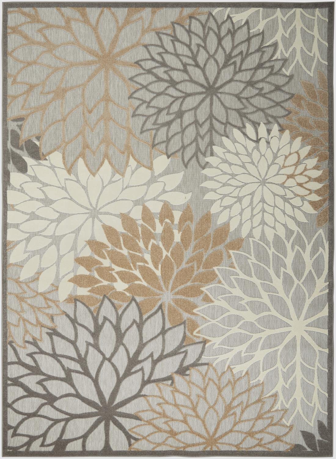 Nourison Aloha Indoor/Outdoor Natural 10' X 14' Area-Rug, Tropical, Botanical, Easy-Cleaning, Non Shedding, Bed Room, Living Roo