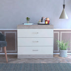 HomeRoots Particle Board 29' Light Gray and White Three Drawer Dresser