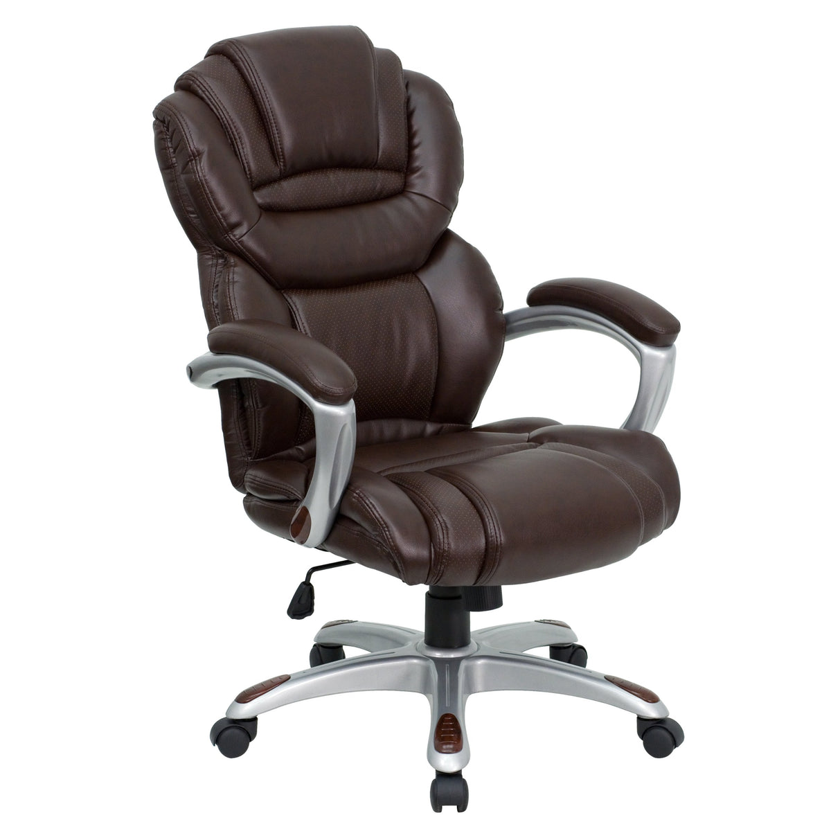 Flash Furniture Stella High Back Brown LeatherSoft Executive Swivel Ergonomic Office Chair with Arms