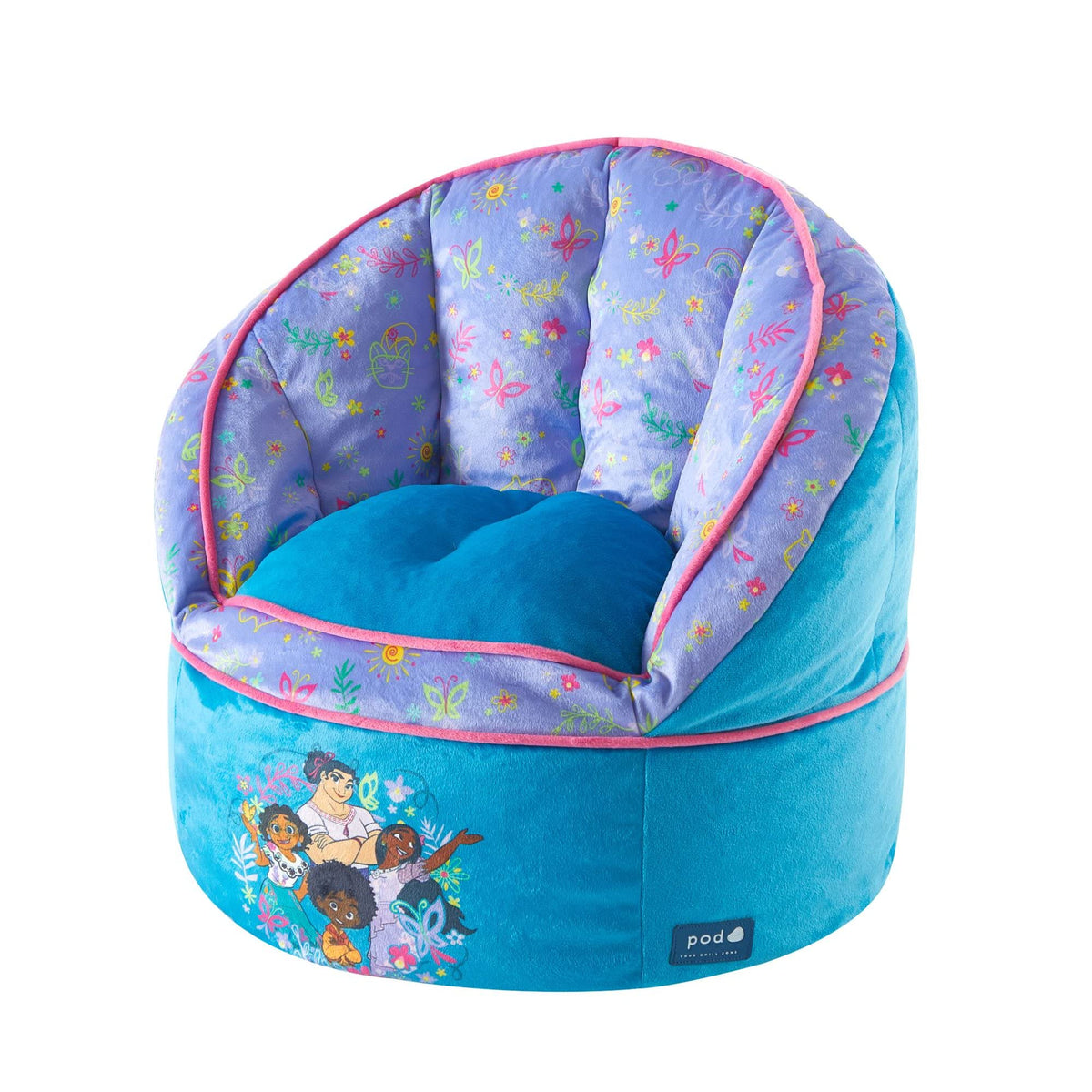Idea Nuova Disney Encanto Madrigal Family Blue Round Bean Bag Chair For Kids, Ages 3+, Large