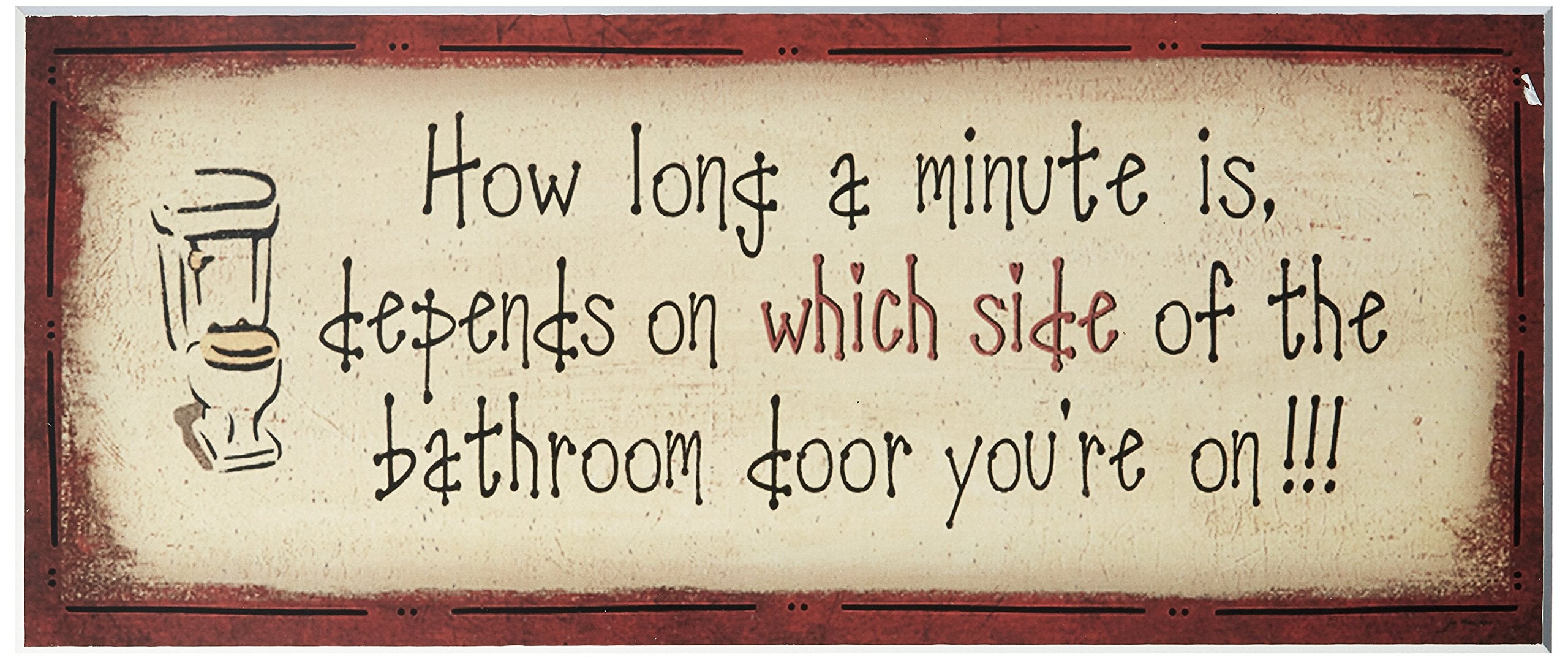Stupell Home D  cor 'How Long A Minute Is ' Bath Bathroom Wall Plaque, 7 x 0.5 x 17, Proudly Made in USA