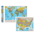Waypoint Geographic Blue Ocean Series World And Usa Wall Map Combo, Laminated World Map Poster, Educational Wall Art For Home Or
