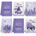 VitalCozy 6 Pcs Lavender Summer Kitchen Towel Set Funny Housewife Farmhouse Rustic Bath Hand Towel for Holiday Bathroom Gift, 24