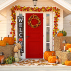 Jetec Welcome Sign For Front Door Interchangeable Wooden Welcome Porch Sign Hanging Outdoor Decoration Replaceable Wood Welcome