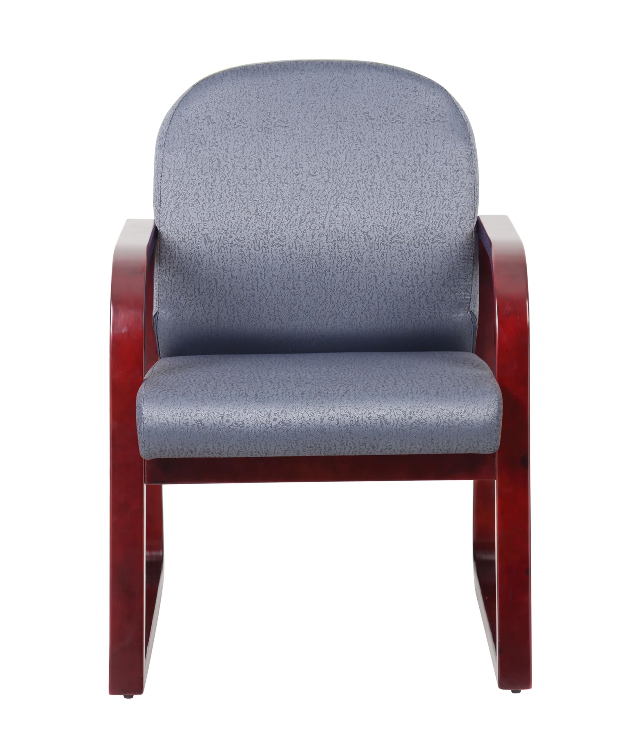 Boss Office Products Mahogany Frame Fabric Side Chair In Grey