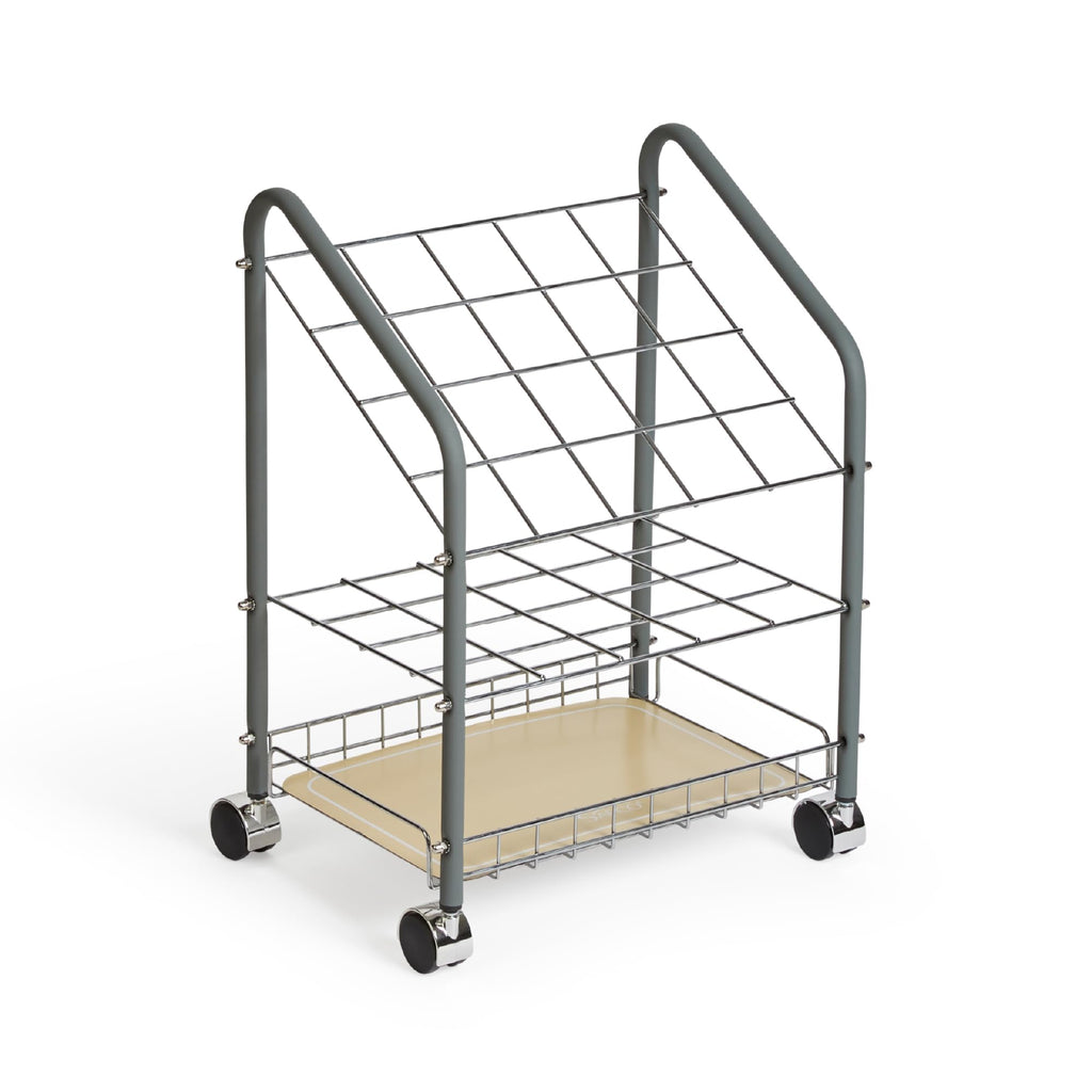 Safco Tubular Steel Wire Roll File Cart, Document And Blueprint Holder, 20 Compartment, Rolling Organizer Cart For Architectural