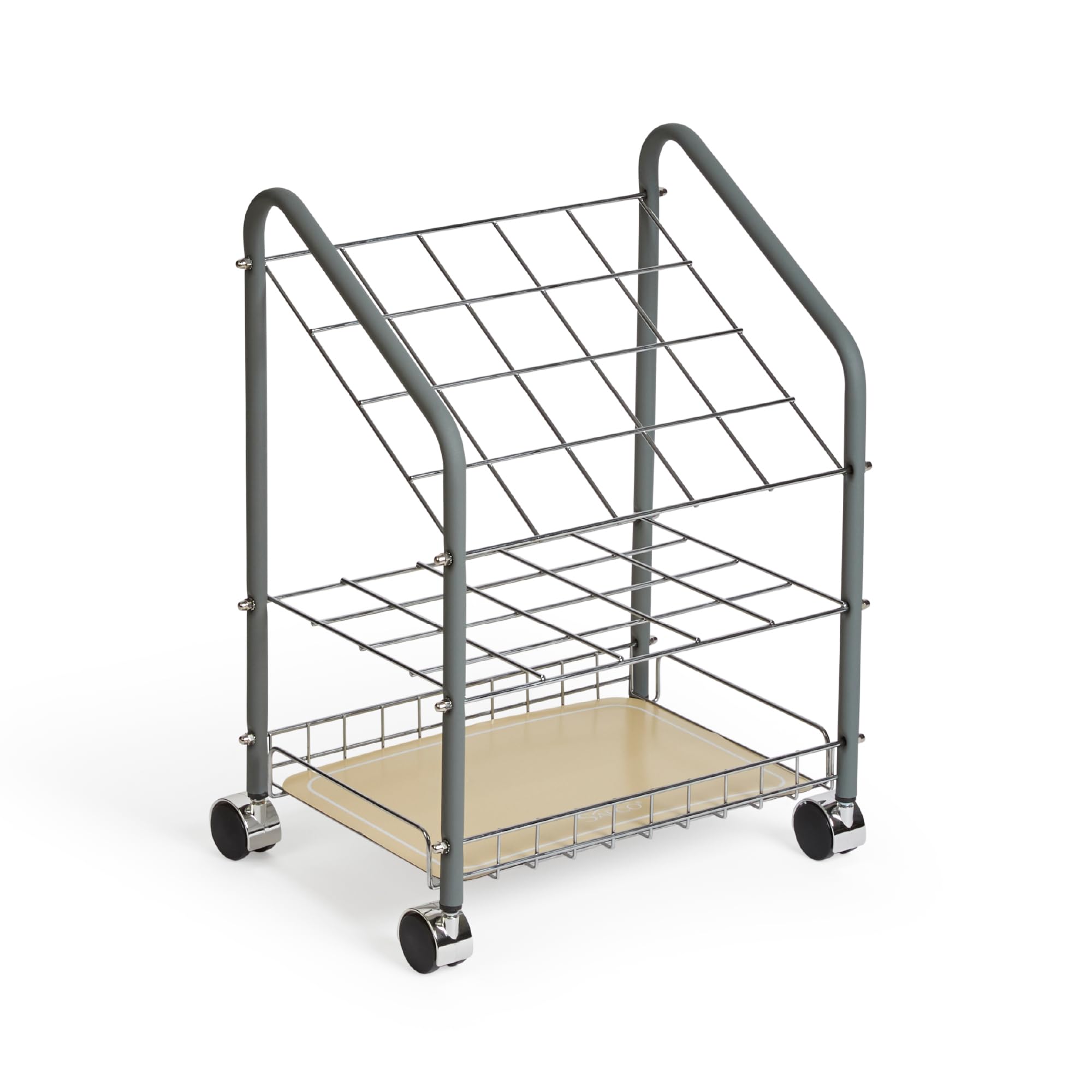 Safco Tubular Steel Wire Roll File Cart, Document And Blueprint Holder, 20 Compartment, Rolling Organizer Cart For Architectural