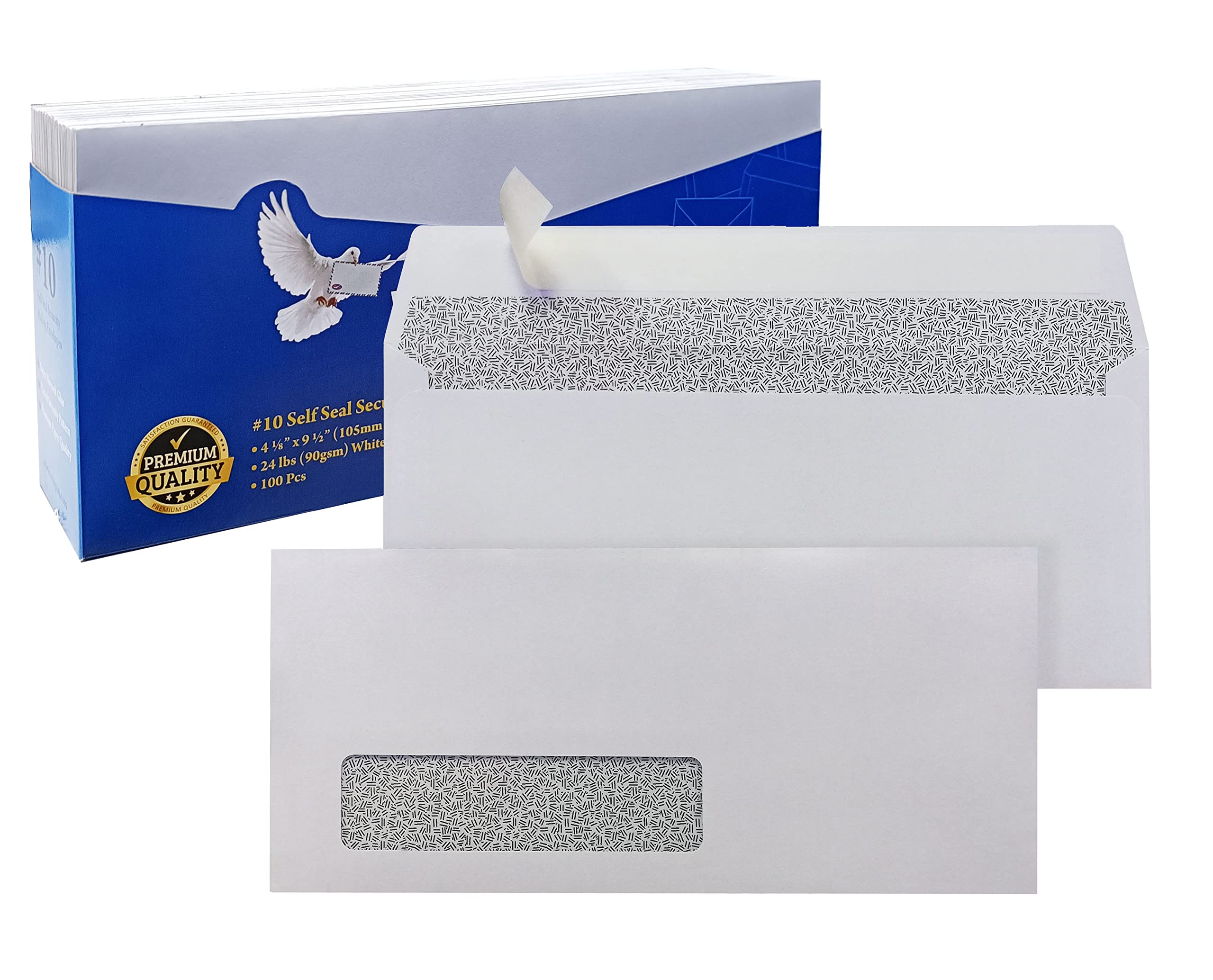 Winpaq #10 Peel & Seal White Window Wallet Business Envelopes 4-1/8' X 9-1/2', 24Lb, Perfect For Mailing Documents, Letters, I