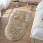 Small Faux Fur Rug 2X4 Ft Ultra Soft Sheepskin Rug Chair Sofa Cover Seat Pad, Beige Fluffy Shag Rug For Bedroom Nursery Kids Roo
