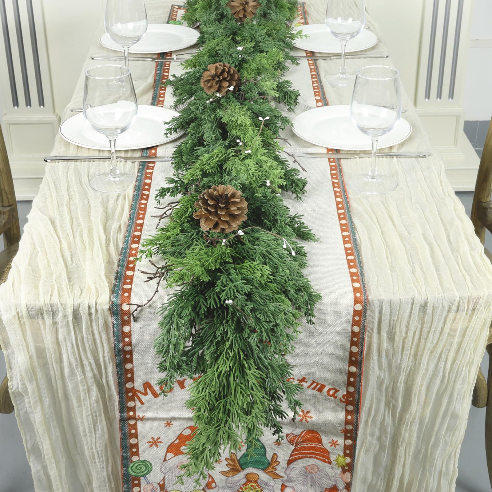 Artgar 6 Ft Christmas Garland - Cedar Garland - Cypress Garland with Pine Cone - Real Touch Pine Garland - Garland Christmas Dec
