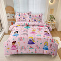 Sirdo Kids Magical Princess Comforter Set Bed In A Bag Full Size- 5 Piece Soft Cute Castle Bedding Set For Girls (1 Comforter, 1