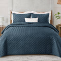 Exclusivo Mezcla Soft Quilt Set Queen Full Size, 3 Pieces Lightweight Quilts Navy Bedspreads Coverlets Bedding Set For All Seaso