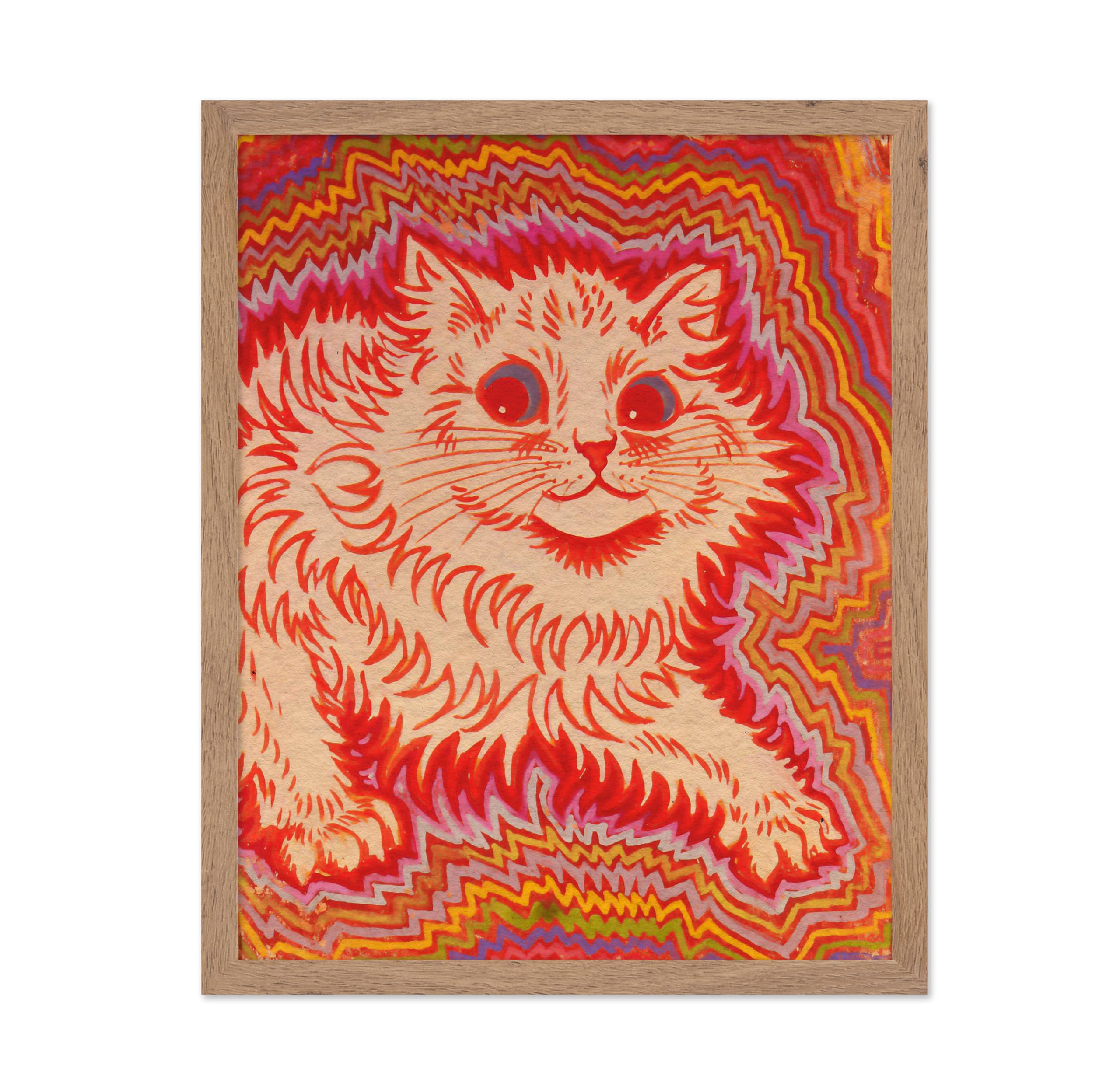 Poster Master Cat Poster - Psychedelic Style Cat Print - Louis Wain Art - Housewarming Gift for Men, Women, Animal Lover - Great