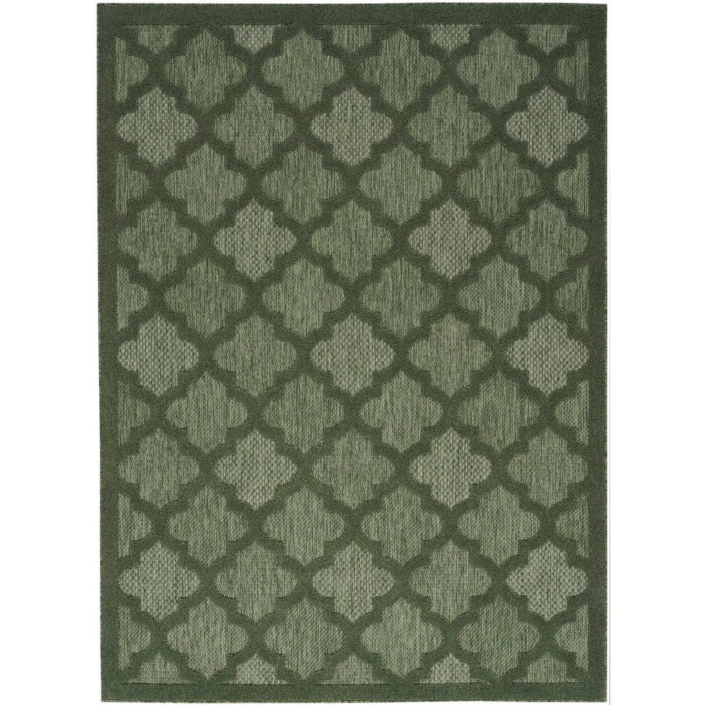 Nourison Easy Care Indoor/Outdoor Green 4' X 6' Area Rug, Easy Cleaning, Non Shedding, Bed Room, Living Room, Dining Room, Backyard, Deck, Patio (4X6)
