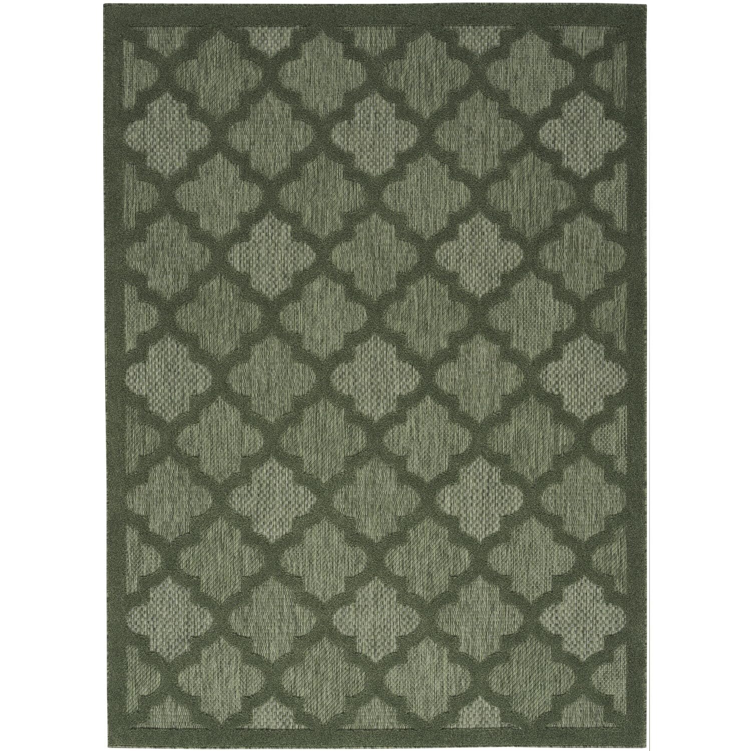 Nourison Easy Care Indoor/Outdoor Green 4' X 6' Area Rug, Easy Cleaning, Non Shedding, Bed Room, Living Room, Dining Room, Backyard, Deck, Patio (4X6)