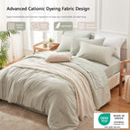 Unilibra King Comforter Set 7 Pieces Bed In A Bag - Sage Green King Soft Bedding Set For All Seasons - Cationic Dyeing Bed Comforter Sets With Comforter, Flat Sheet, Fitted Sheet, Pillowcases & Shams