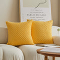 Kevin Textile Decorative Pillow Covers Soft Striped Velvet Throw Pillow Covers Set Of 2 Cushion Cover For Chair, 18 X 18 Inch, Yellow