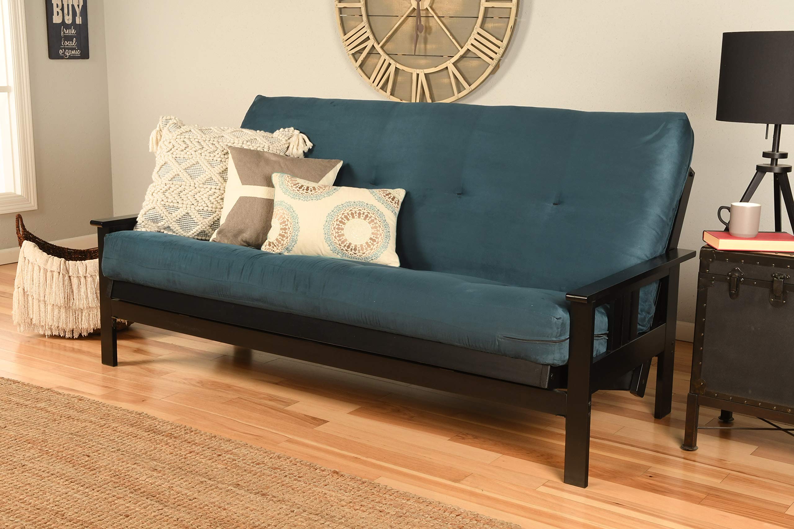 Kodiak Furniture Monterey Futon With Suede Fabric Mattress In Blue/Black