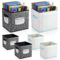 Briwooody 6 Pcs 11 Inch Composition Book Classroom Fabric Storage Bins Cube Classroom Must Have Cubby Basket Bin Notebook School