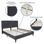 Flash Furniture Roxbury King Size Tufted Upholstered Platform Bed In Dark Gray Fabric With 10 Inch Certipur-Us Certified Pocket Spring Mattress