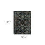 HomeRoots 510082 6 x 9 ft. Navy & Blue Oriental Power Loom Stain Resistant Rectangle Area Rug
